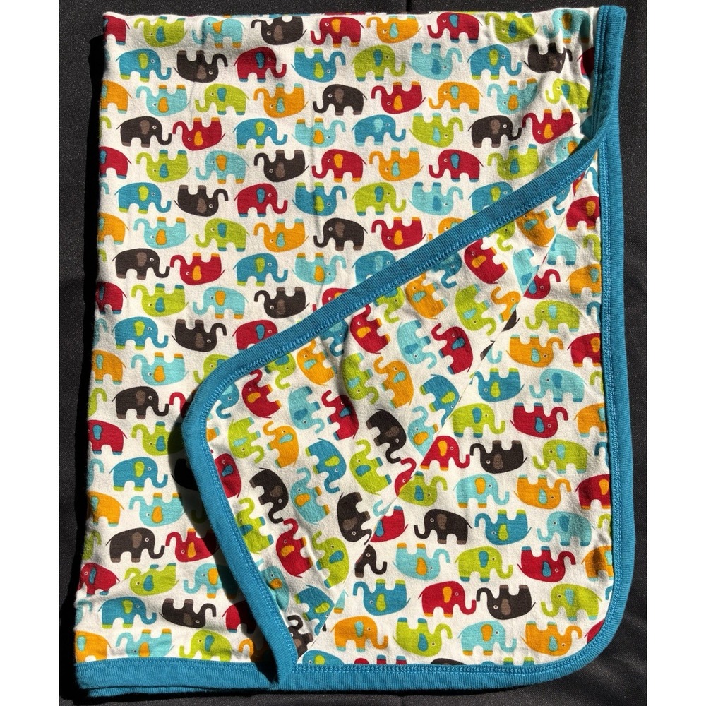 Mud Pie Baby Mudpie 2 Ply Cotton Colorful Elephant Receiving Blanket 28" X 32"